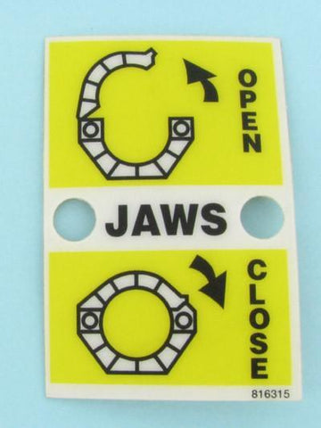 Jaws open/close label