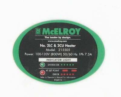 Model 215505 part no label