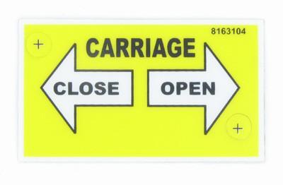 Carriage open/close label