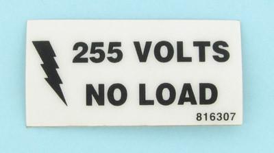 255v, no load label