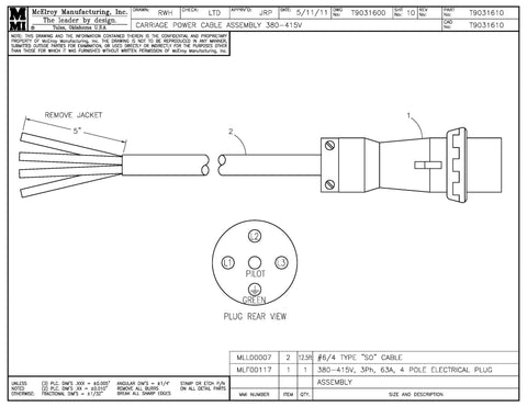 380-415V CRG POWER CABLE ASY
