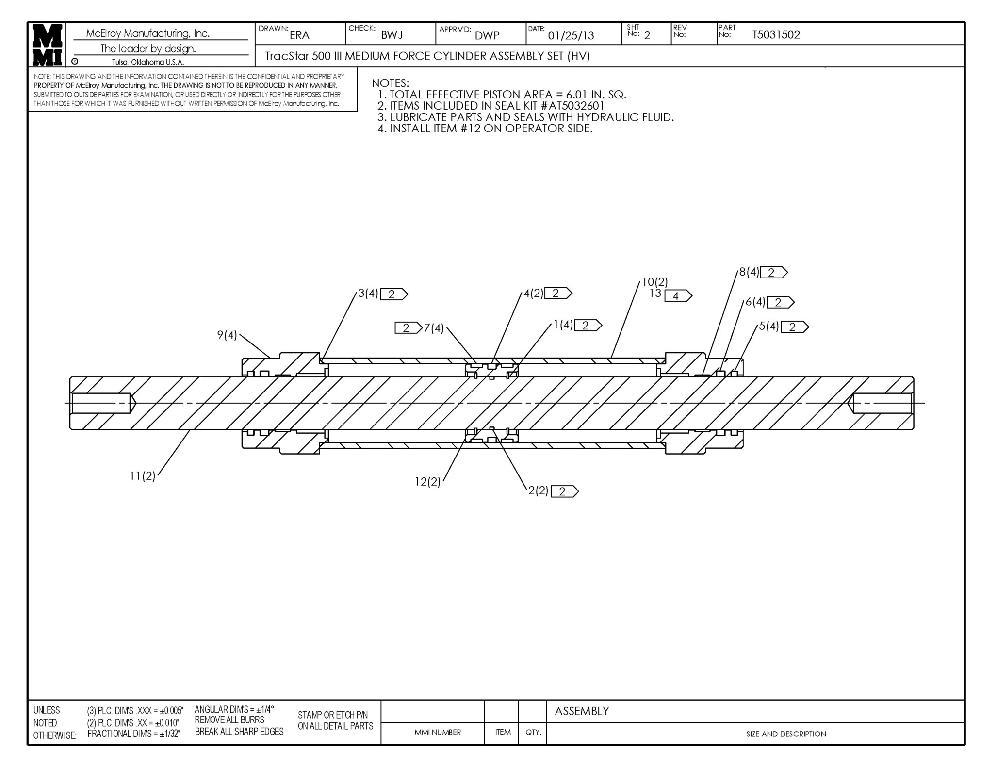 T500 iii mf cyl assy set (hv)