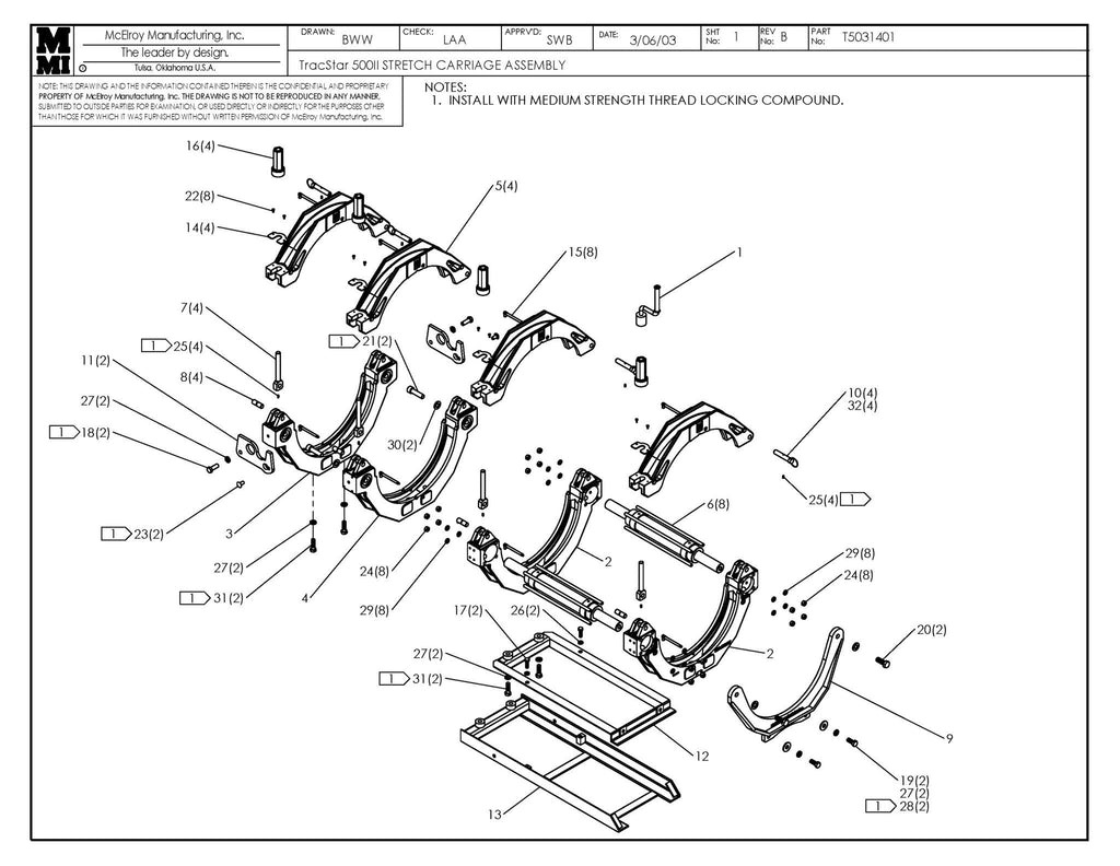 T500 II STRETCH CARRIAGE ASSY