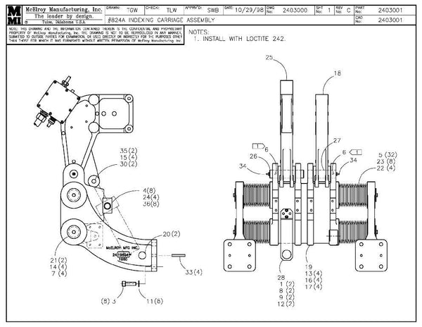 24 indexing carriage assy