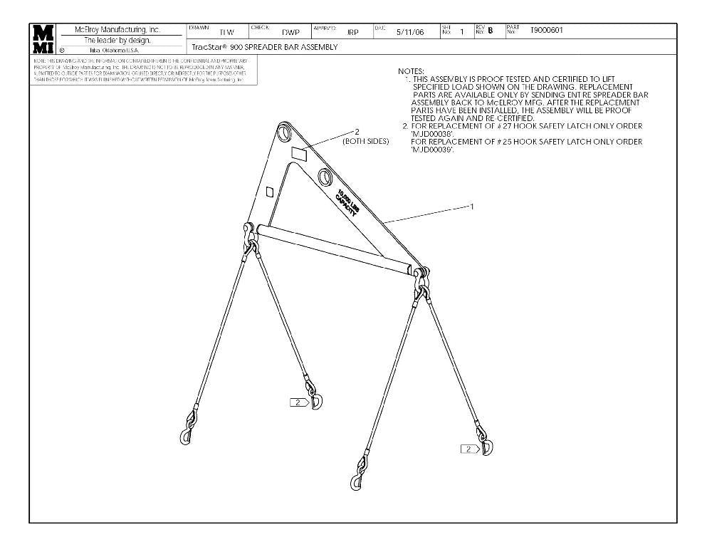 T900 spreader bar assy