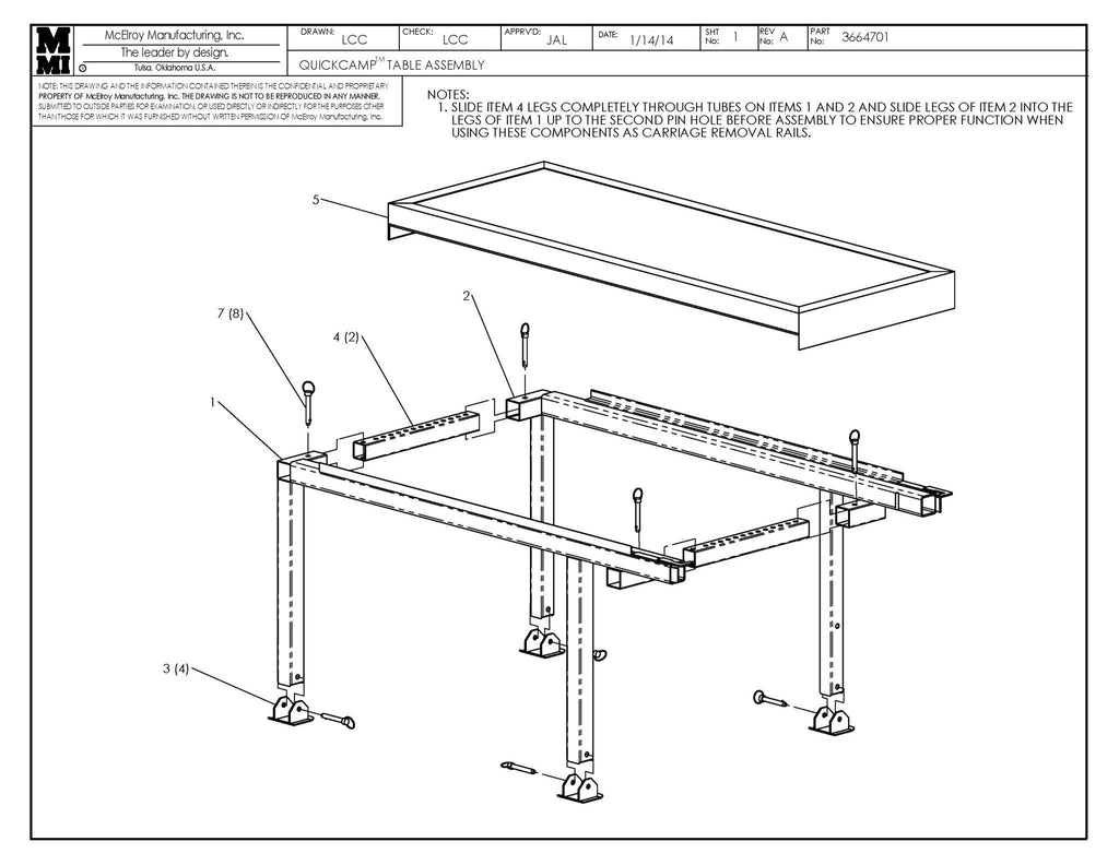 QUICKCAMP TABLE ASSY