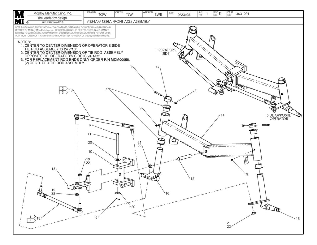 24/36 front axle assy