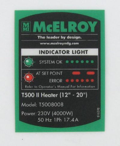 Model t5008008 part no label
