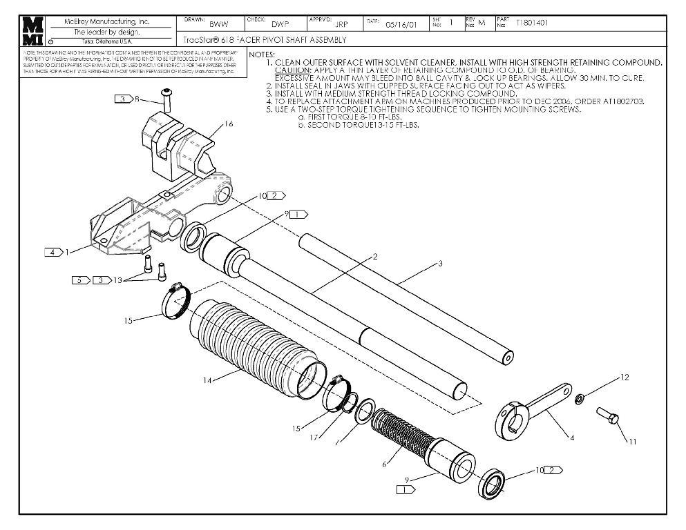 T618 facer pivot shaft assy