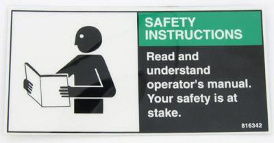 Safety instr manual label