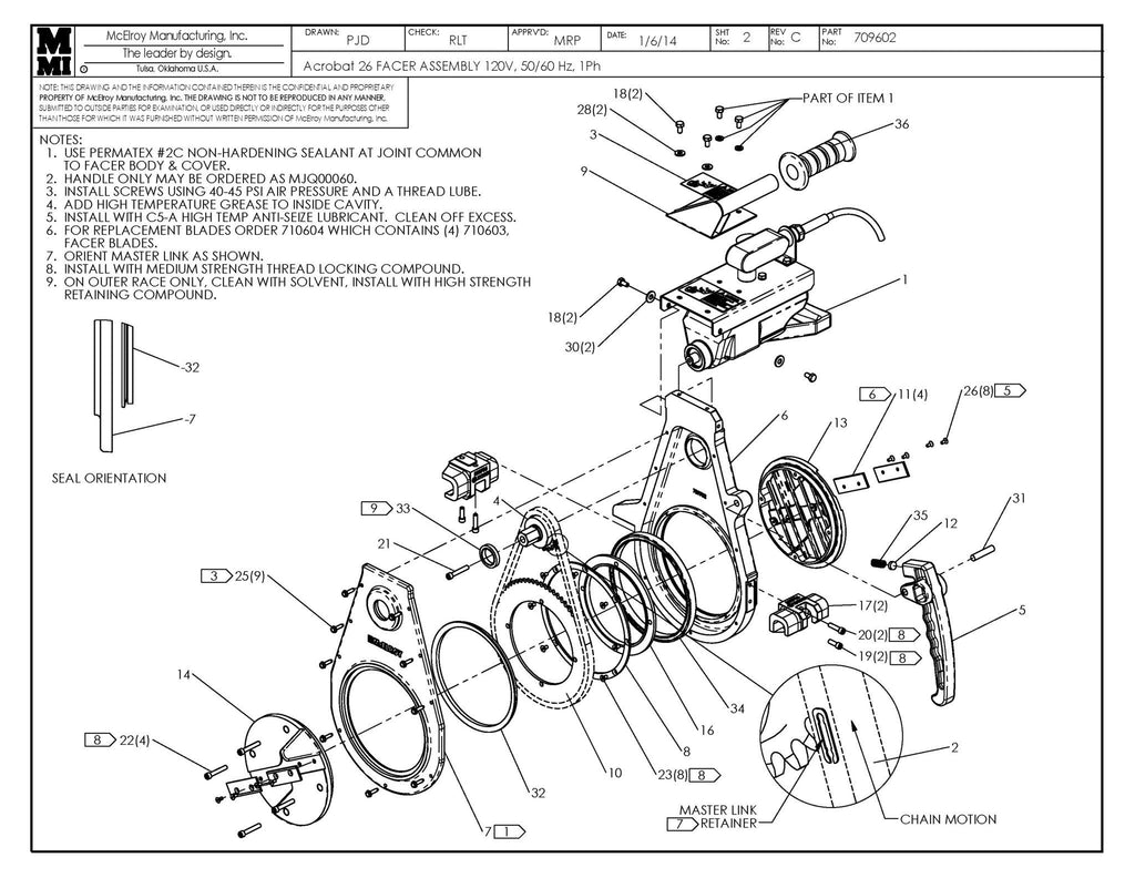 Acrobat 26 120v facer assy