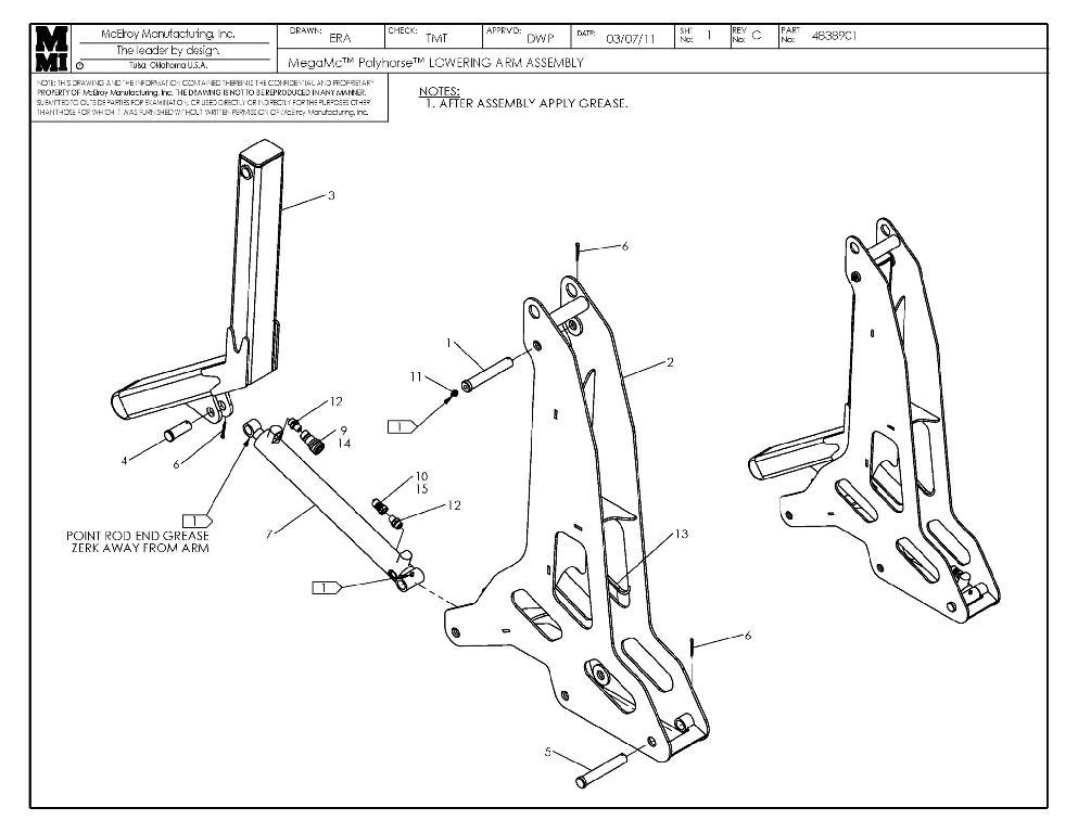 Megamc polyhorse lwrng arm asy