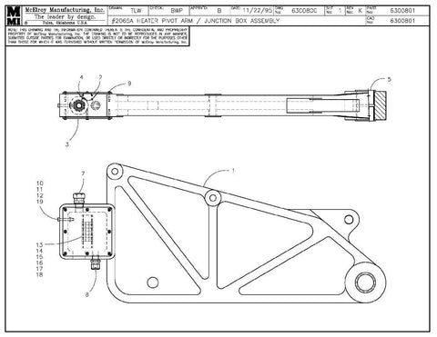 Pivot arm&junction box assy
