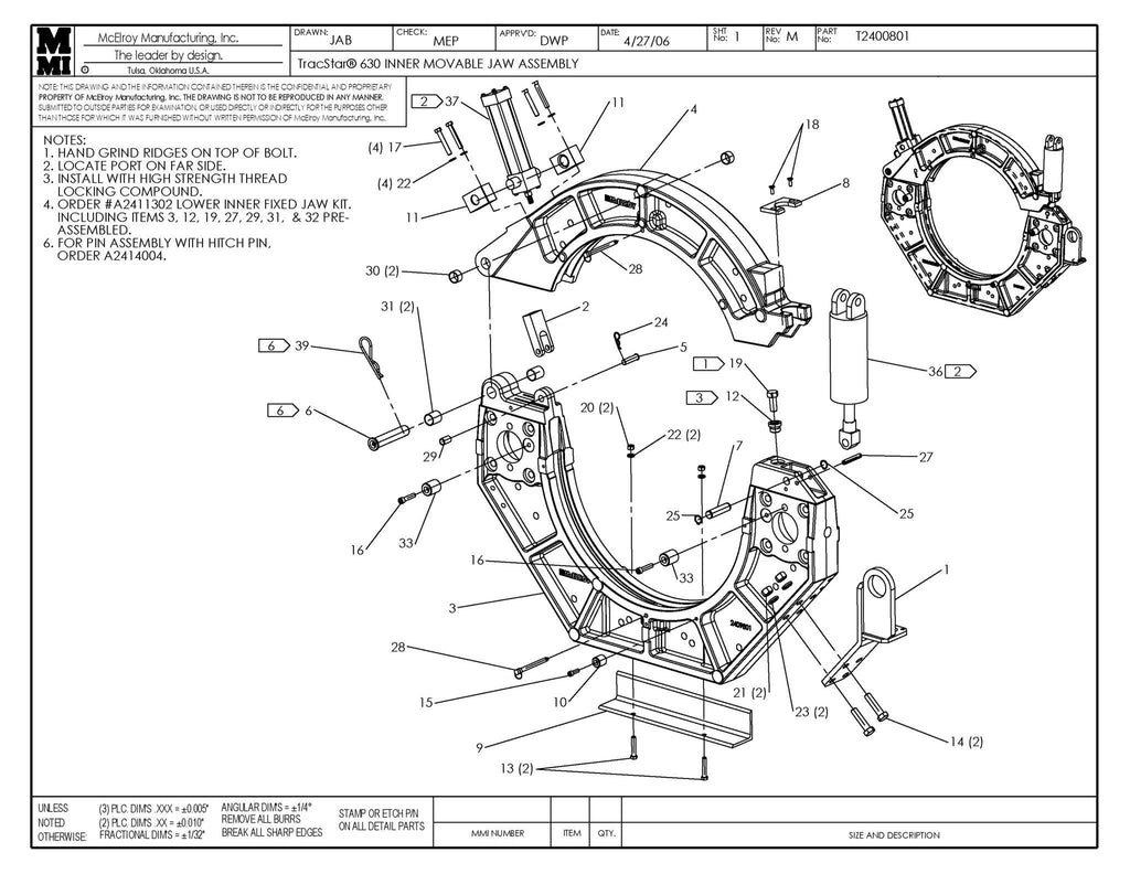 T630 inner mov jaw assy