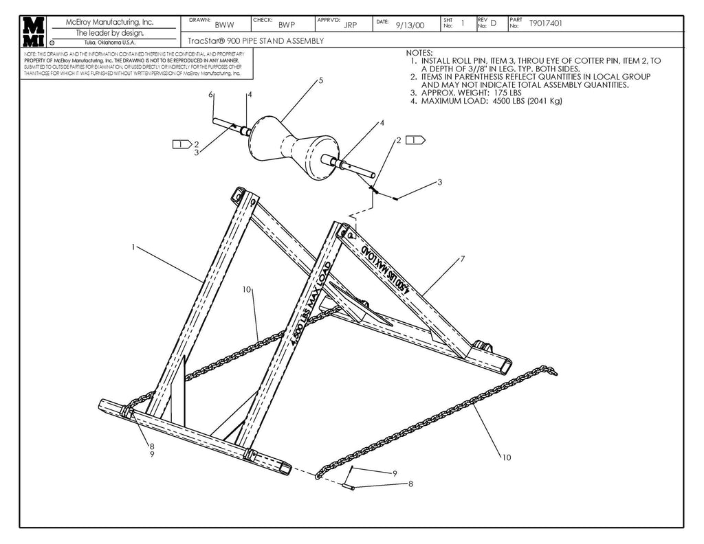 T900 PIPE STAND ASSY