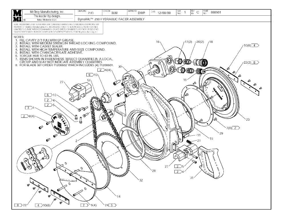 Dynamc 250 hyd facer assy