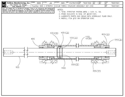 T500ii stretch mf cyl assy set