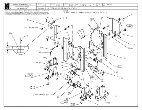 DYNAMC 250 EXT HTR FRAME ASSY