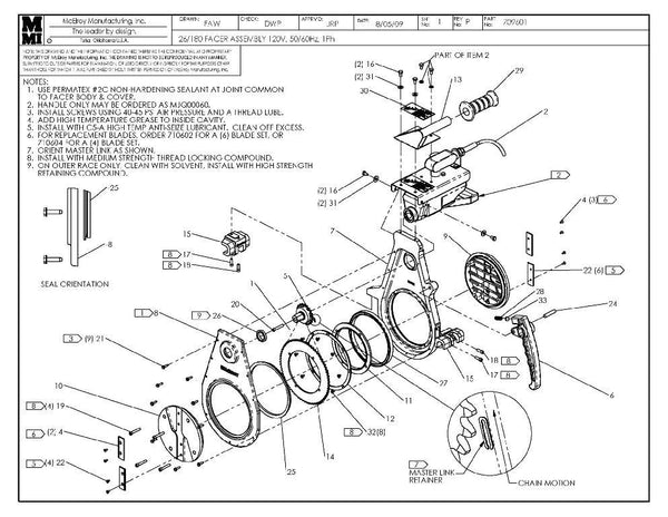 26/180mm 120v facer assy