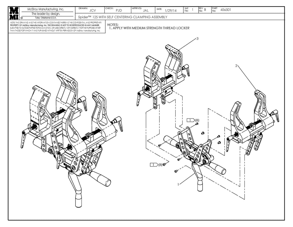 SPIDER125 W/UNIV CLAMPING ASSY