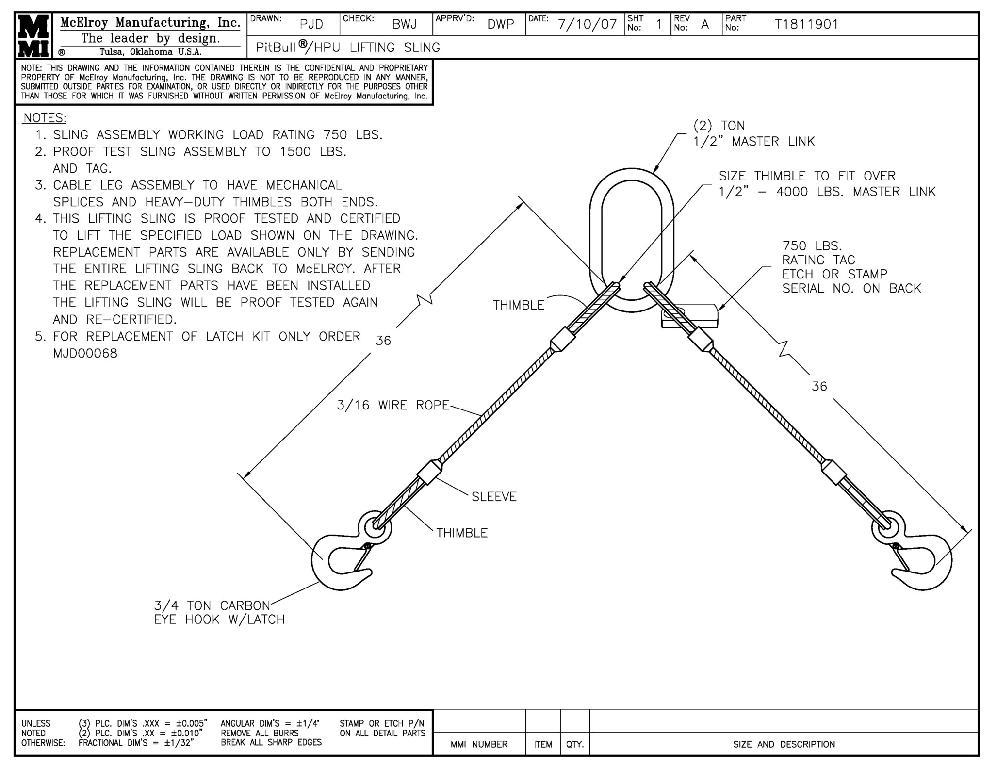Ep1500p hpu lifting sling