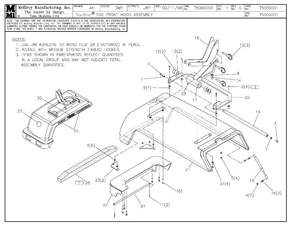 T500 front hood assy