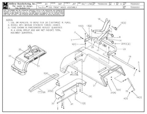 T500 front hood assy