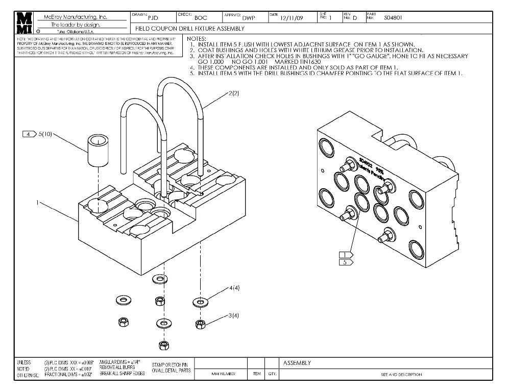 Field coupon drill fixture asy