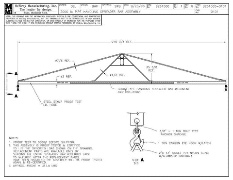 3,000 LB SPREADER BAR ASSY