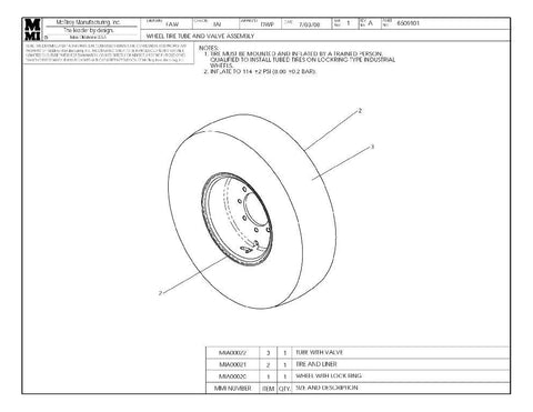 Wheel tire tube & valve assy