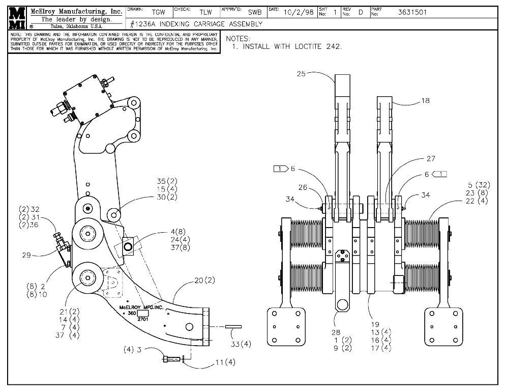 36 indexing carriage assy