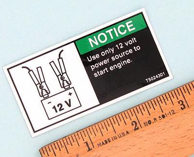 Jump start notice label