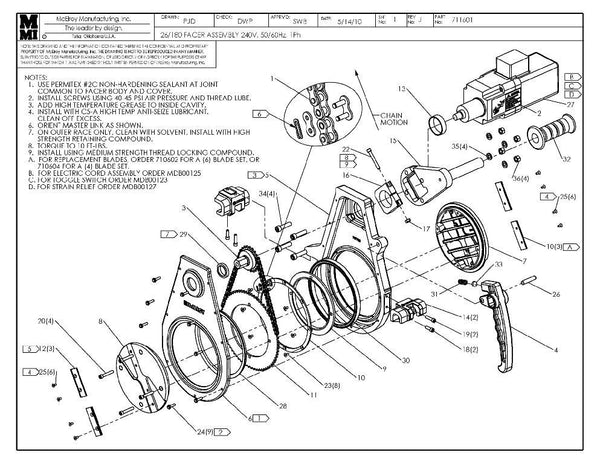 26/180mm 240v facer assy
