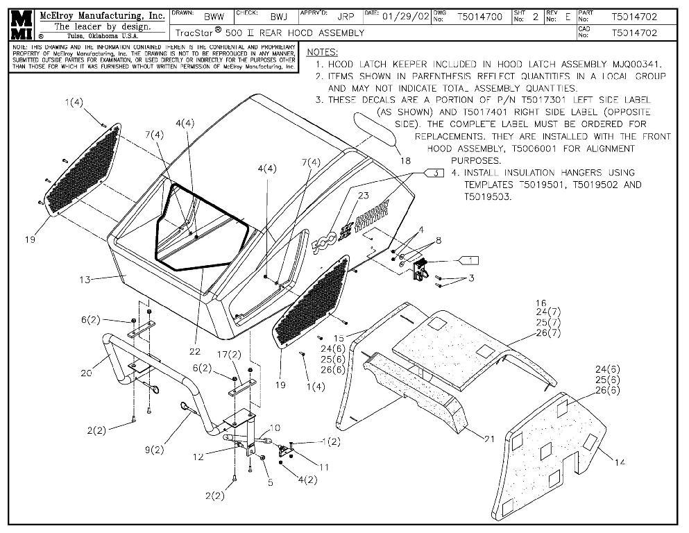 T500 ii rear hood assy