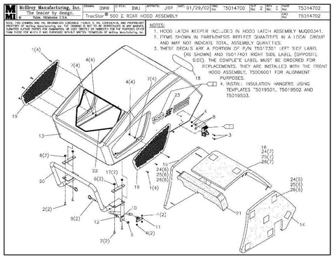 T500 ii rear hood assy