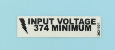 374 MIN INPUT V LABEL