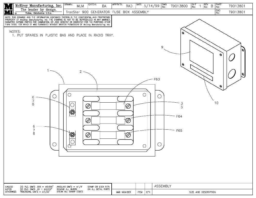 T900 generator fuse box assy