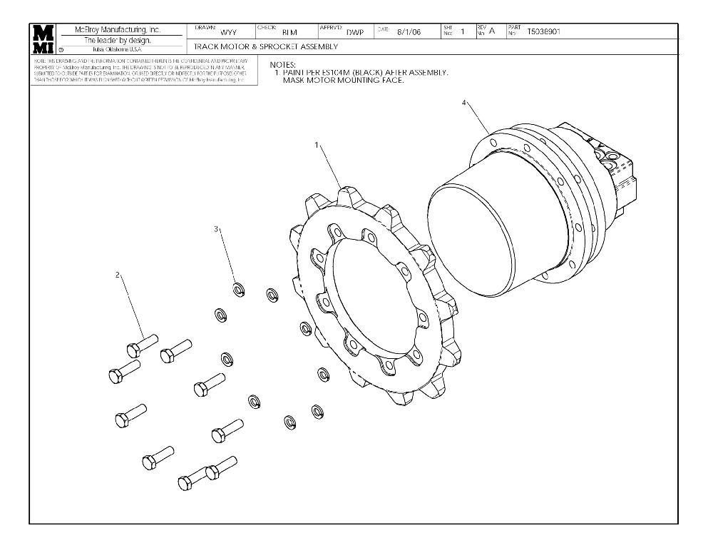 Track motor & sprocket assy