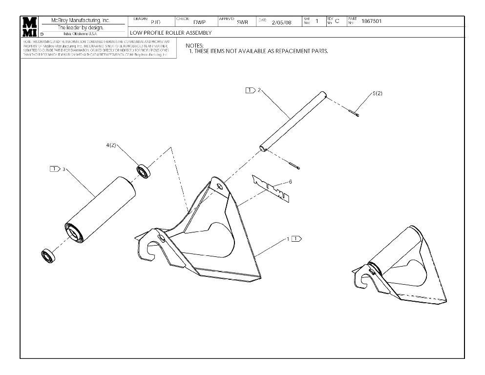 Low profile roller assy