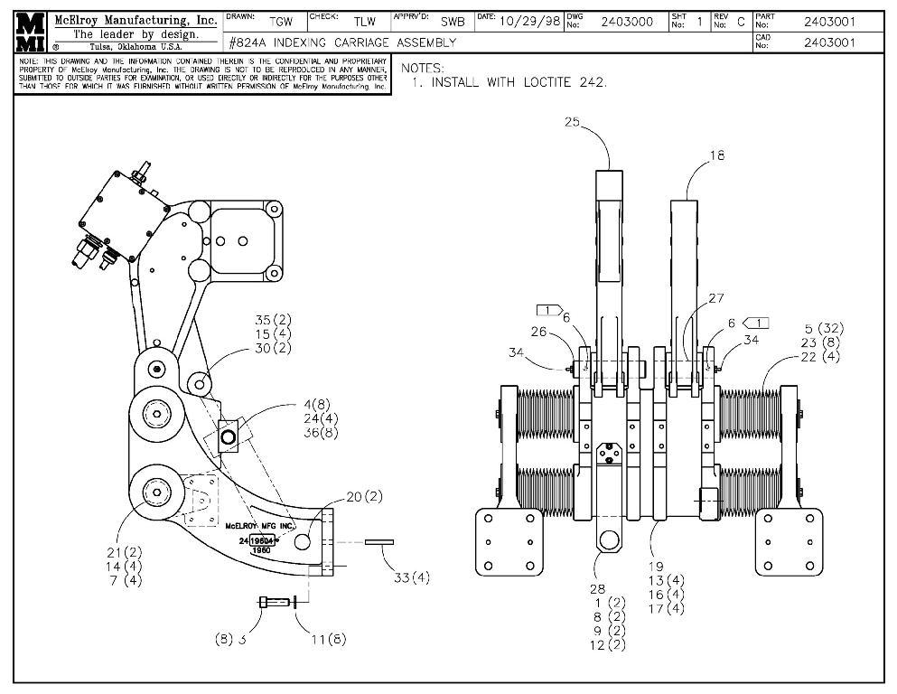 24 indexing carriage assy