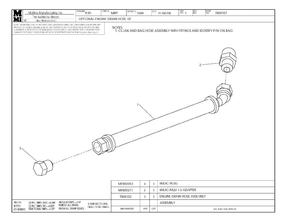 T250/t28 engine drain hose kit