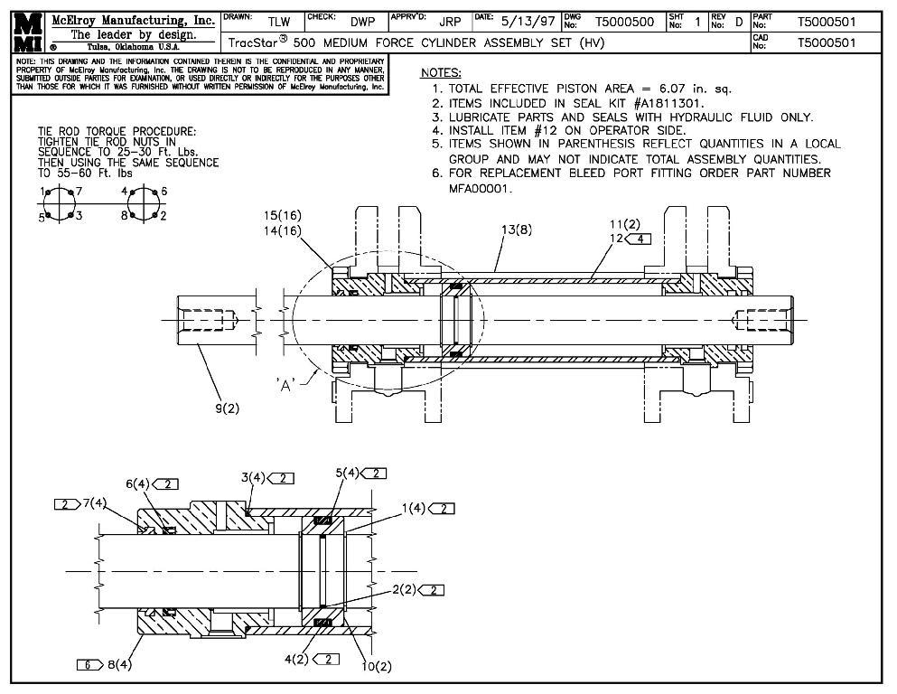 T500 mf cylinder assy set