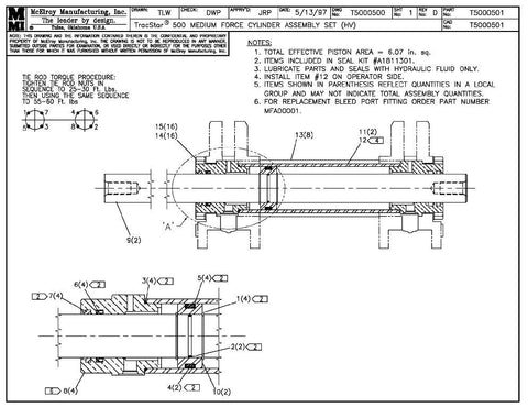 T500 mf cylinder assy set