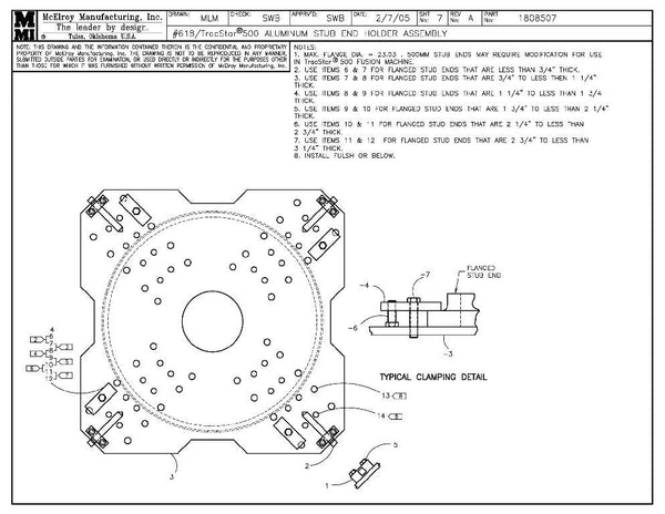 18/t500 alum stub end hldr asy
