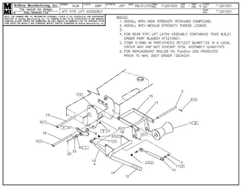 Aft pipe lift assy