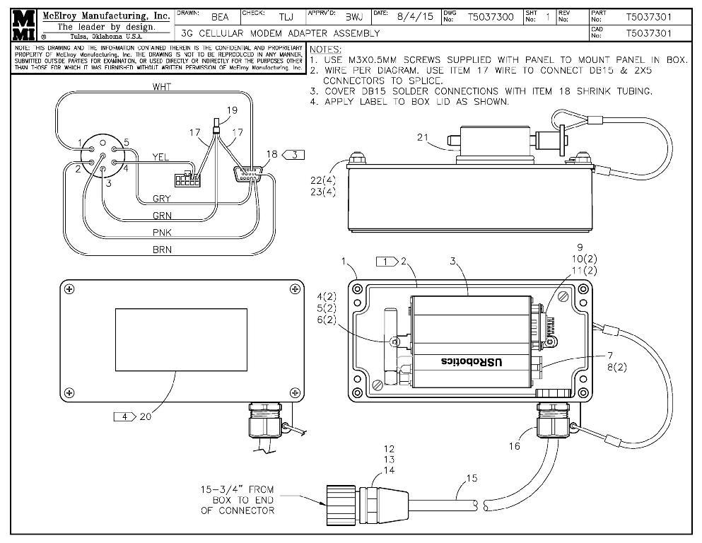 3g cellular modem adapter assy