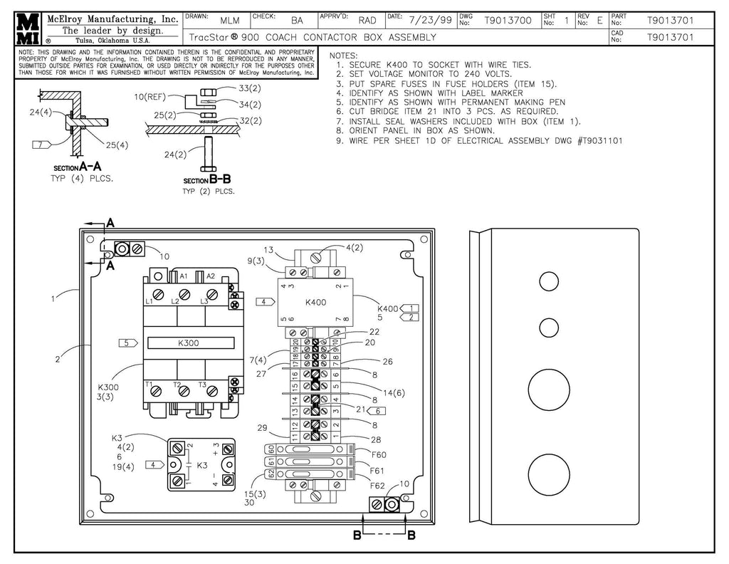T900 COACH CONTACTOR BOX ASSY