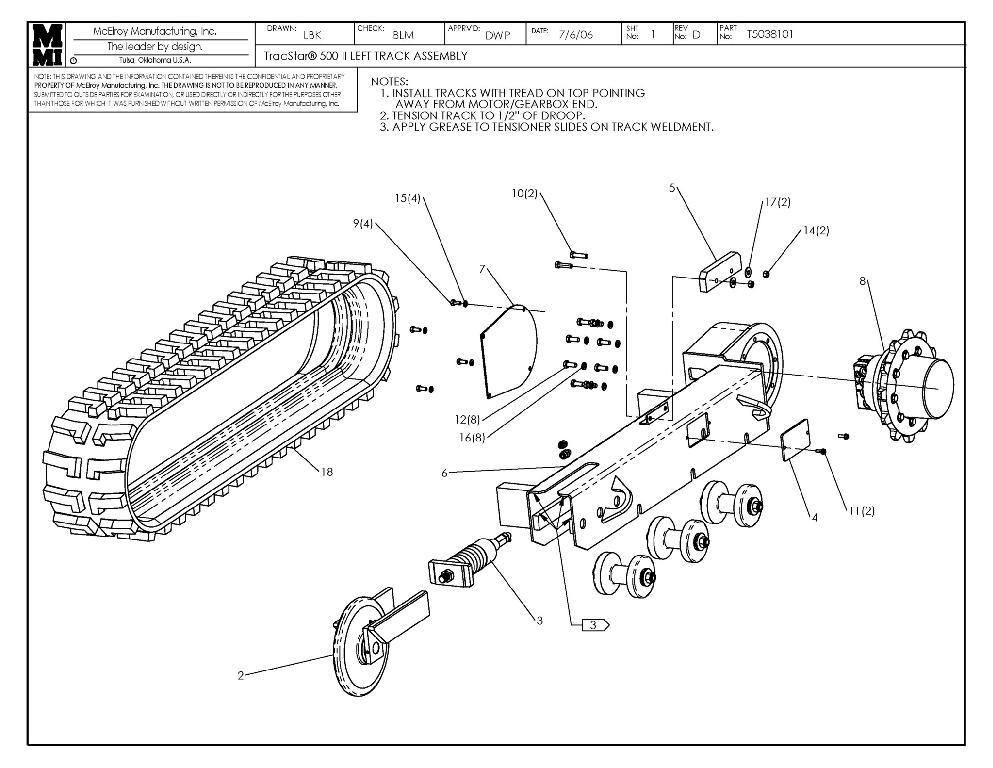 T500 ii left track assy